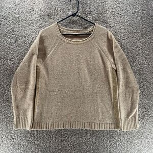 J Crew Sweater Womens Extra Large Beige Knit Pullover Lambs Wool Preppy Logo